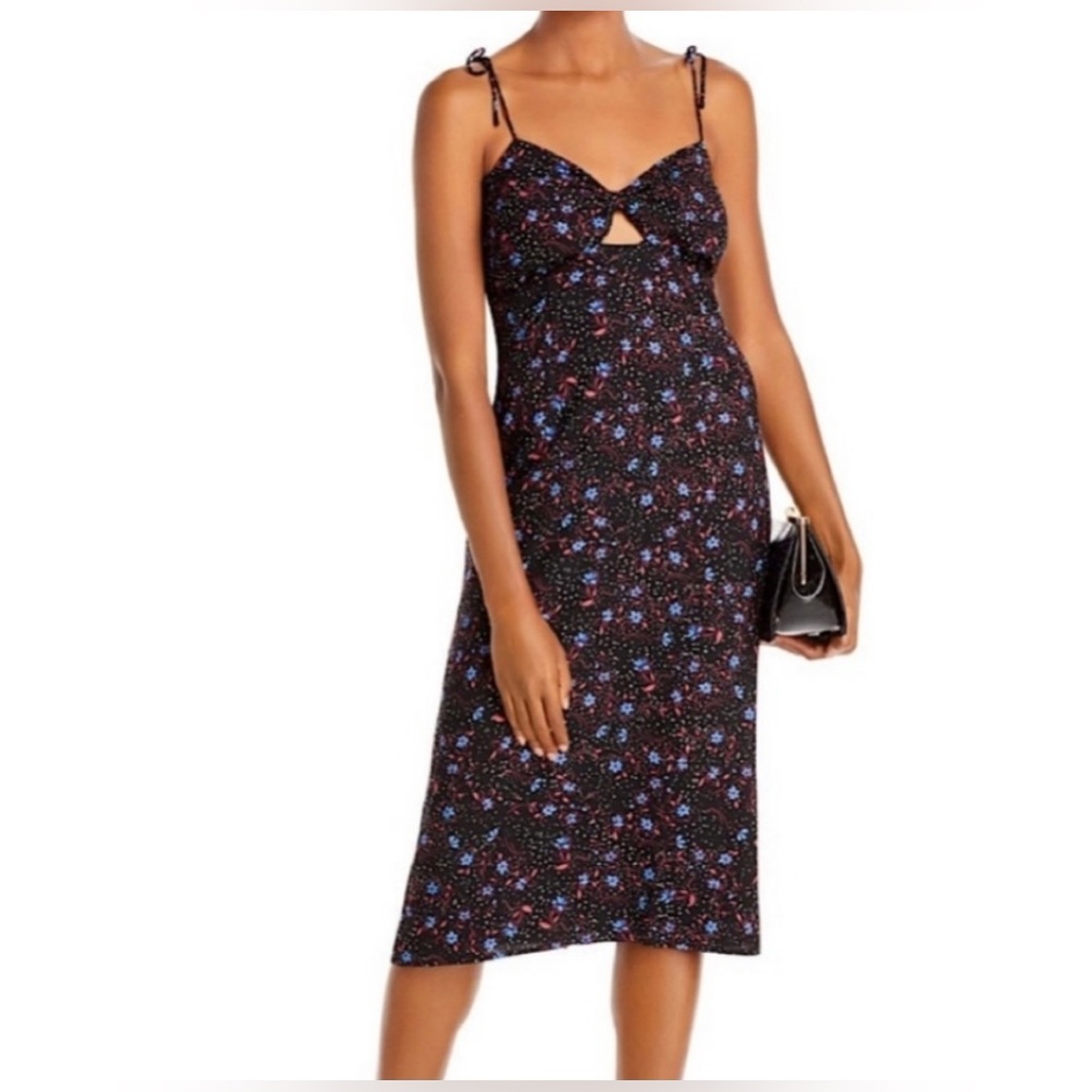 Aqua floral sweetheart neck printed midi dress new with tags size small!